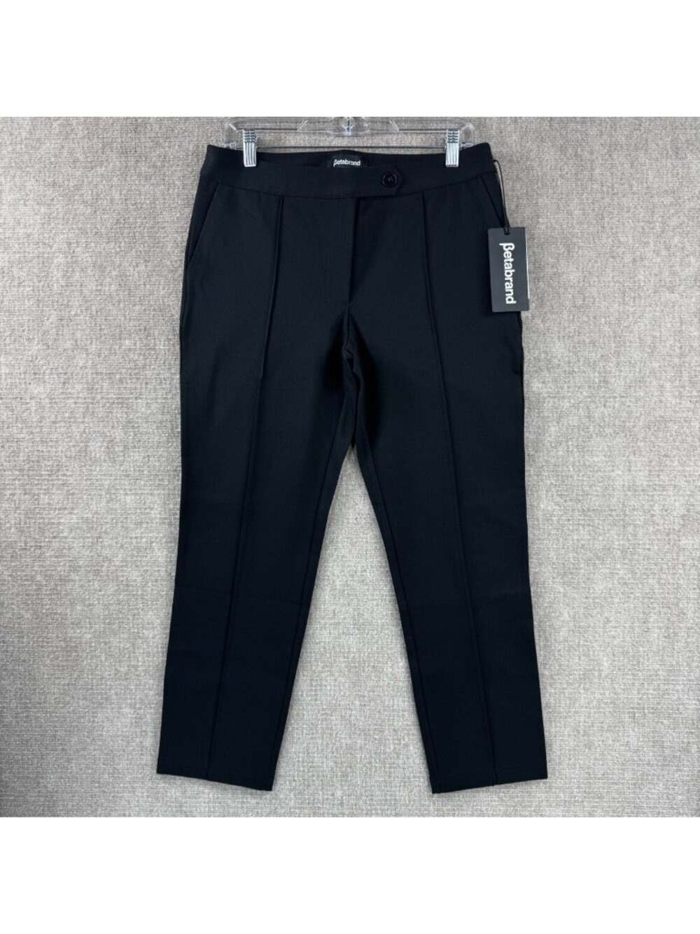 Betabrand Audrey Pintuck Ankle Dress Pant Yoga Pants 8 Black Stretch Workwear